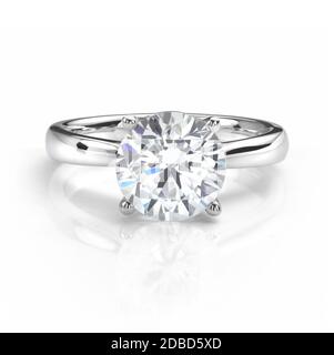 Large Diamond Ring on White Background Stock Photo