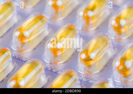 medical capsules in closeup Stock Photo
