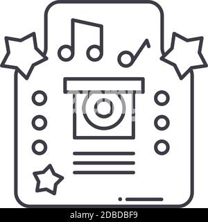Jukebox concept icon, linear isolated illustration, thin line vector, web design sign, outline concept symbol with editable stroke on white background Stock Vector