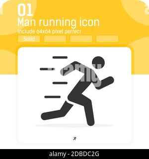 Running man premium icon with flat style isolated on white background. Vector illustration running sign symbol icon concept for web design, ui, ux Stock Vector