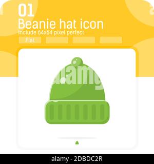 Fisherman beanie premium icon with flat style isolated on white background. Vector illustration cartoon of fisherman beanie sign symbol icon concept Stock Vector