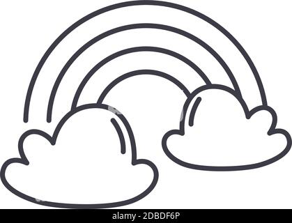 Rainbow icon, linear isolated illustration, thin line vector, web design sign, outline concept symbol with editable stroke on white background. Stock Vector
