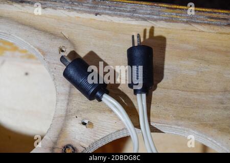 DIN 41529. The plug point is a dash, the Soviet standard plug for acoustics. Stock Photo