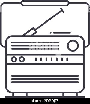 Radio device icon, linear isolated illustration, thin line vector, web design sign, outline concept symbol with editable stroke on white background. Stock Vector