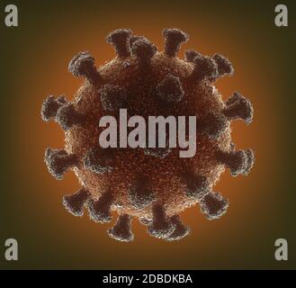 Virus conceptual with clipping path included. The structure of a virus. Covid-19, Coronavirus, 3D illustration. Stock Photo