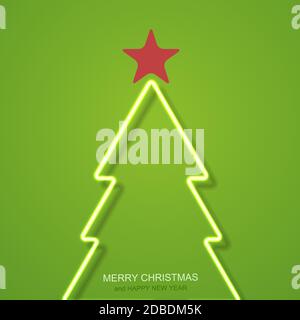 neon Christmas tree background. Stock Vector