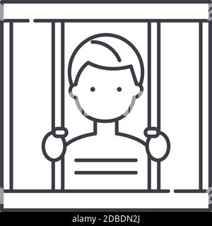 Jail icon, linear isolated illustration, thin line vector, web design sign, outline concept symbol with editable stroke on white background. Stock Vector