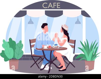 Romantic dinner 2D vector web banner, poster Stock Vector