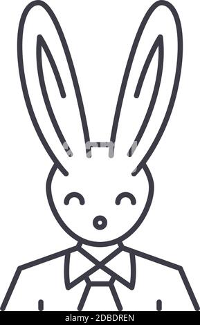 Rabbit businessman icon, linear isolated illustration, thin line vector, web design sign, outline concept symbol with editable stroke on white Stock Vector