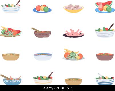 Food for holidays flat color vector object set Stock Vector