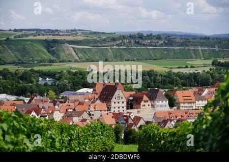 View from the vineyard in a beautiful medieval village Stock Photo