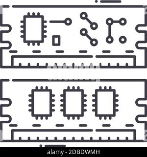Ram icon, linear isolated illustration, thin line vector, web design sign, outline concept symbol with editable stroke on white background. Stock Vector