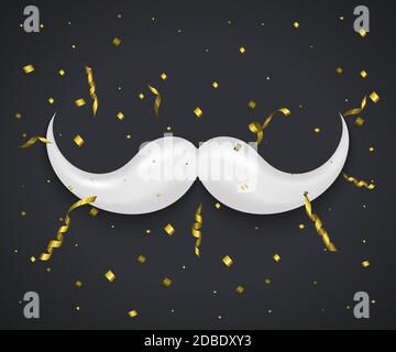 vector modern mustache santa icon and confetti glitter Stock Vector