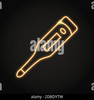 Neon digital thermometer icon in line style Stock Vector