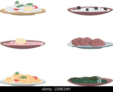 Worldwide traditional cuisine flat color vector object set Stock Vector