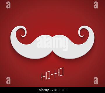 vector modern mustache santa icon on red background Stock Vector