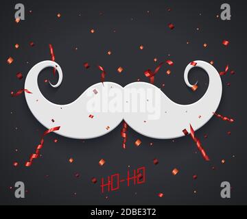 vector modern mustache santa icon and confetti glitter Stock Vector