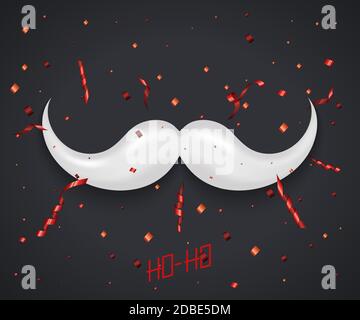 vector modern mustache santa icon and confetti glitter Stock Vector