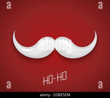 vector modern mustache santa icon on red background Stock Vector