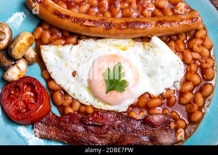 full englisch breakfast on a plate Stock Photo