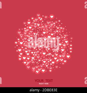 Vector modern circle like heart icons background. Social media concept. Valentines day invitation. Stock Vector