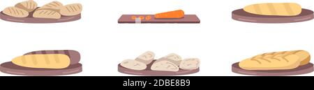 Vegan bakery flat color vector object set Stock Vector
