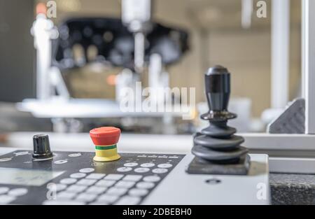 robot control panel for 3D product measurement in the automotive industry. Stock Photo