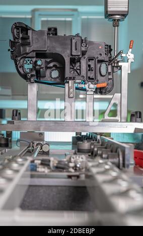 3D measurement of plastic castings on a modern machine. Industry 4.0 Manufacturing Automation. Stock Photo