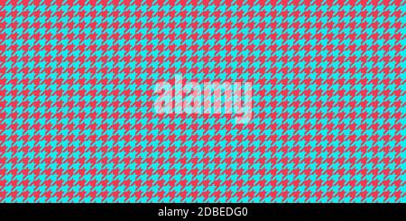 Red Blue Seamless Houndstooth Pattern Background. Traditional Arab Texture. Fabric Textile Material. Stock Photo