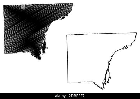 Wayne County, Michigan (U.S. county, United States of America, USA, U.S., US) map vector illustration, scribble sketch Wayne map Stock Vector