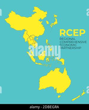 Modern Regional Comprehensive Economic Partnership RCEP map background. Vector Illustration Stock Vector