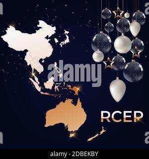 Holiday concept Modern Regional Comprehensive Economic Partnership RCEP map. Vector Illustration Stock Vector
