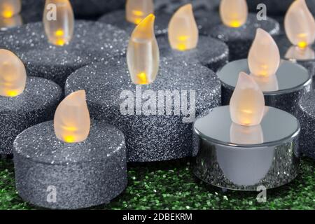 Various LED candles close up Stock Photo
