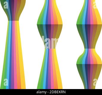 Vector illustration of rainbow color abstract geometric shapes that depict wave movement. Graphic pattern design elements isolated on white background Stock Vector