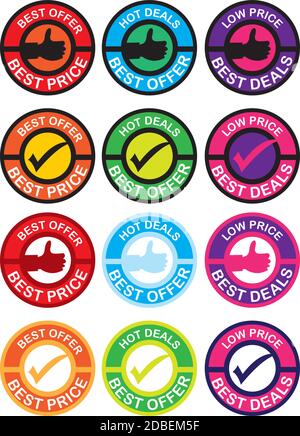 Vector illustration of sale labels. Used for different sale messages. Stock Vector