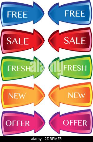 Colorful discount labels with different messages. Vector illustration. Stock Vector