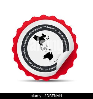 Mdelon, sign with the Modern Regional Comprehensive Economic Partnership RCEP map. Vector Illustration Stock Vector