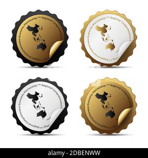 Mdelon, sign with the Modern Regional Comprehensive Economic Partnership RCEP map. Vector Illustration Stock Vector