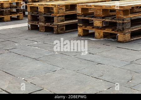 Wooden pallet for packaging placed in the square Stock Photo