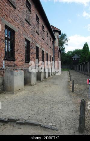 Exterior of barracks at Auschwitz concentration camp Stock Photo