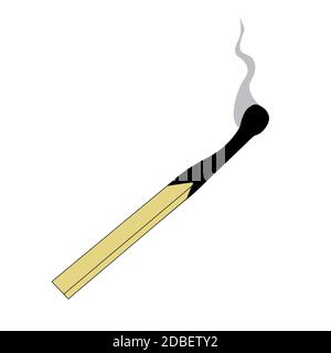 Burnt match - vector illustration isolated on white background. Stock Vector