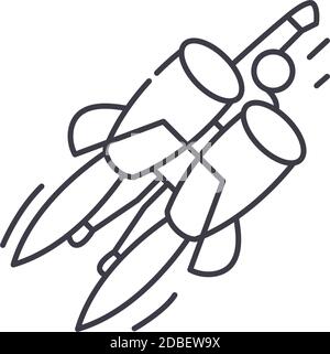 Jet pack icon, linear isolated illustration, thin line vector, web design sign, outline concept symbol with editable stroke on white background. Stock Vector