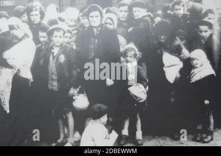 Photograph of Jews in the Auschwitz memorial museum Stock Photo