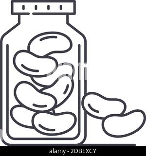 Jelly beans icon, linear isolated illustration, thin line vector, web design sign, outline concept symbol with editable stroke on white background. Stock Vector