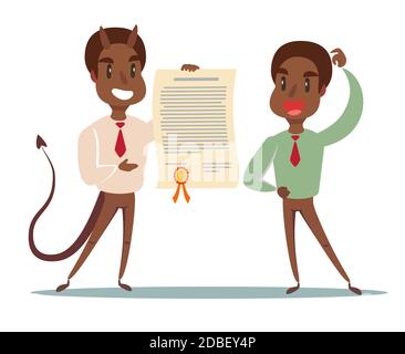 Evil businessman offering contract. Devil's contract. Stock Vector