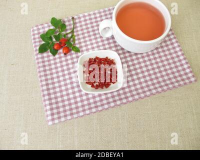 Red rose hip tea, fruit tea from rosehip peel Stock Photo