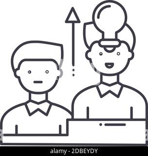 Employees icon, linear isolated illustration, thin line vector, web ...