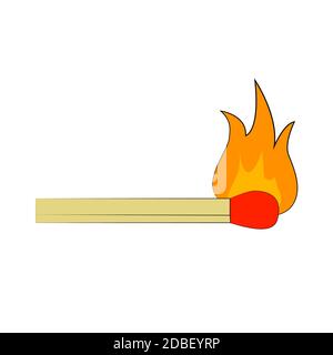 Burning Match Stick Illustration. Match With Fire Stock Vector