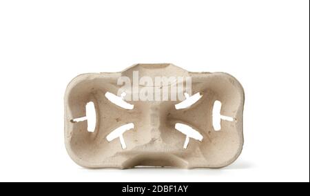 paper tray for drinks in takeaway cups on two cups, isolated on white background Stock Photo