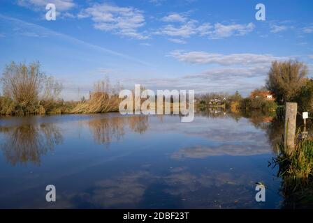 View over the Giessen river near the Dutch village Giessenburg Stock Photo